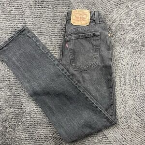 Vintage Levi's 501 Women's 24x32 Jeans USA Made Black Denim High Rise 90s